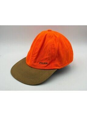 Filson Mackinaw Wool Packer Cap Hunting Hat Blaze Orange Brown USA Size M